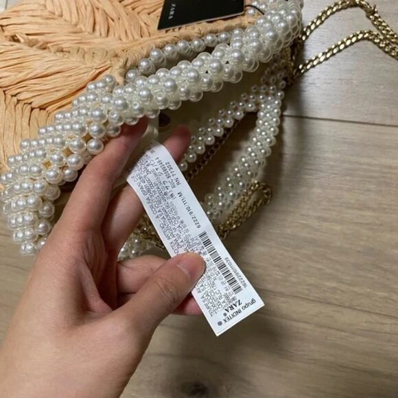 Zara Faux Pearl Bead Basket Bag - Picture 10 of 11